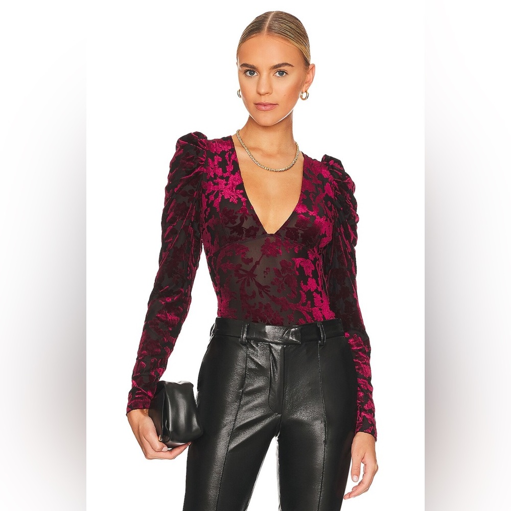 Free People Magic Hour Flocked Bodysuit